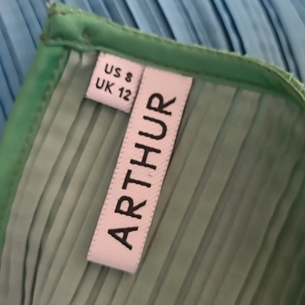 Arthur‎ Apparel Box Pleat Blue and Green Midi Dress NWOT